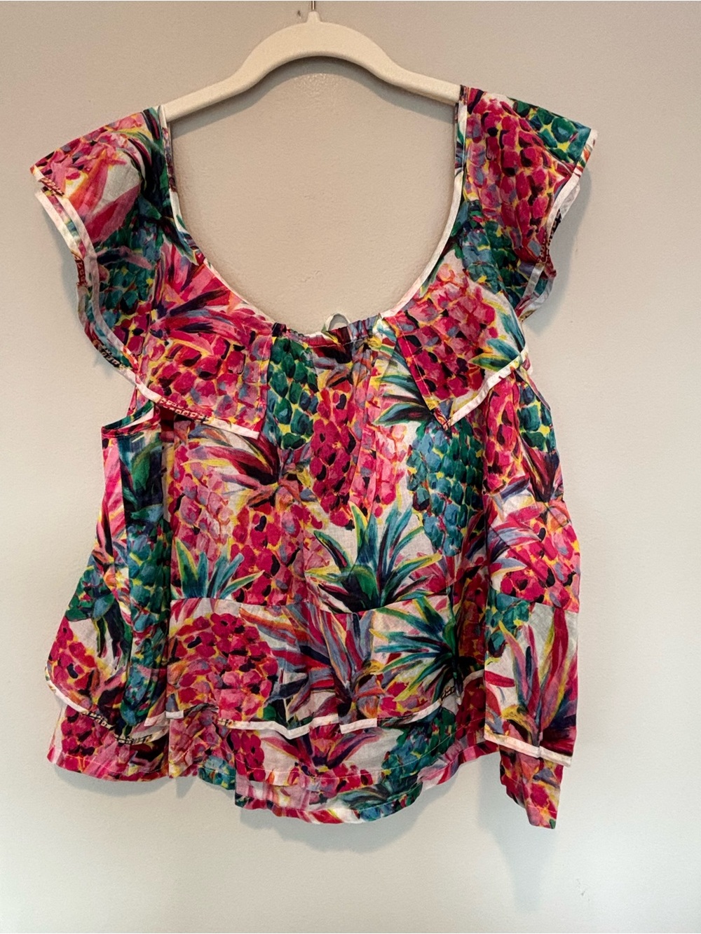 J. Crew Pink & Green Tropical Ruffle Camisole - Picture 2 of 5